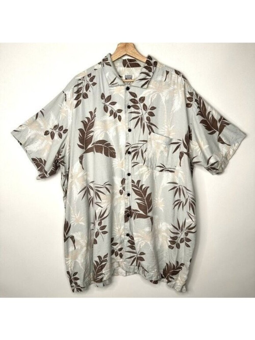 Casual Man 3XT Hawaiian Camp Shirt Blue Floral Rayon Beach Tropical Button Up
